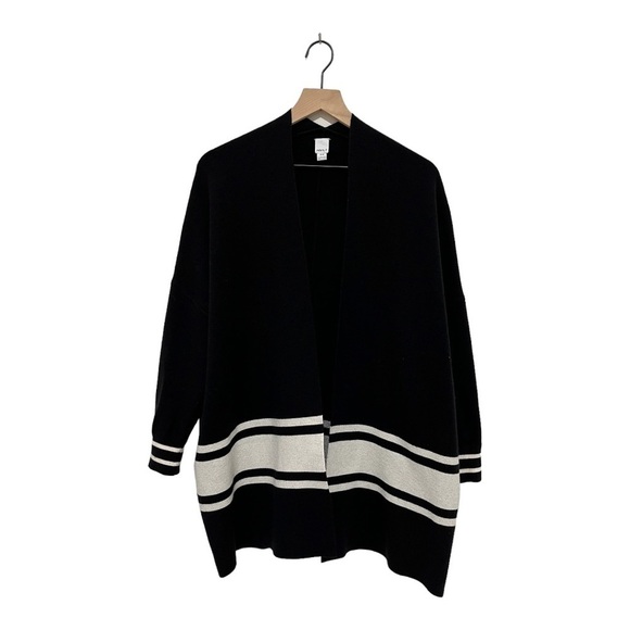 Anthropologie NVLT Open Front Cardigan Black
White Stripe Size M - Picture 3 of 8